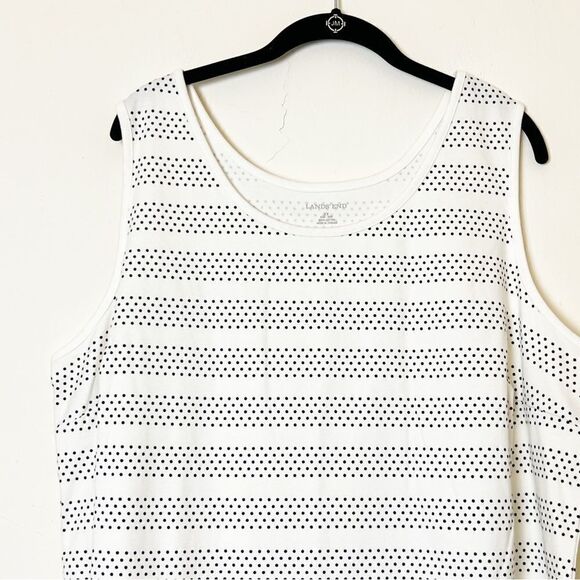 Land’s End Plus Size Vertical Polka Dot Knit Tank, Size 3X Black/White - Picture 2 of 8